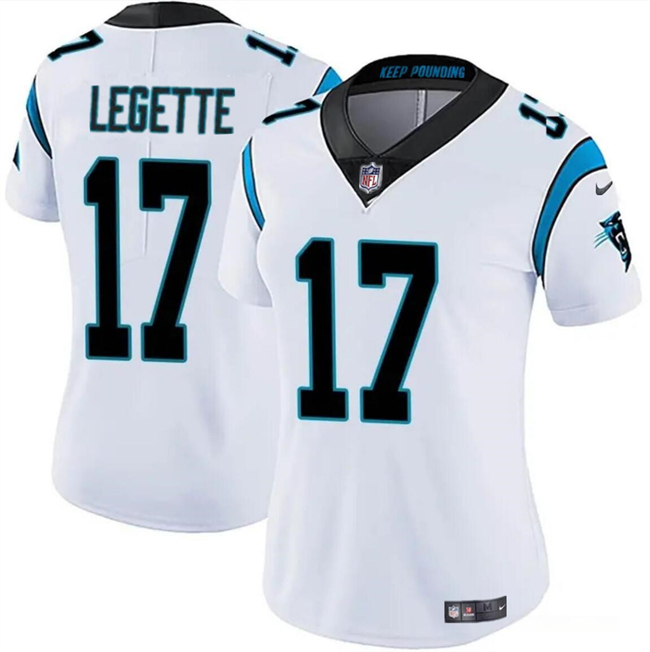 Women's Carolina Panthers #17 Xavier Legette White 2024 Draft Vapor Football Stitched Jersey(Run Small)